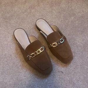 Tan Suede Mules
